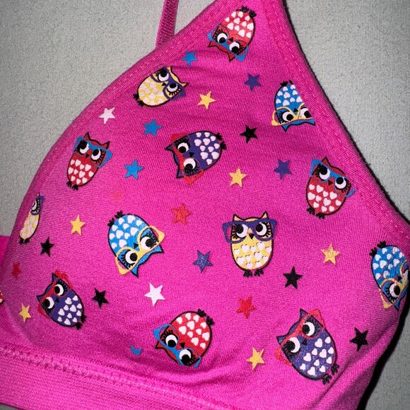 Joe Boxer Training Bra Pink Owls Stars 32A Lightweight Soft Smooth Comfortable - Picture 2 of 6